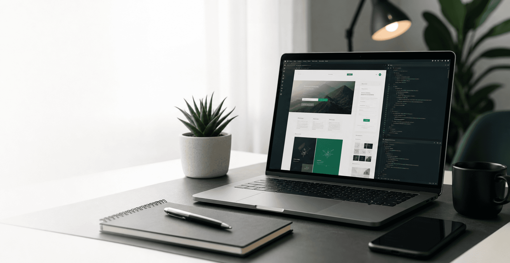 Không gian làm việc thiết kế website hiện đại